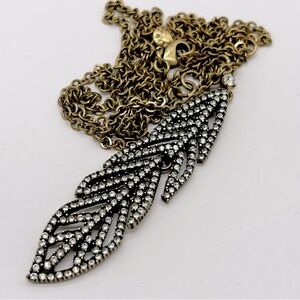 J. Crew Pave Feather Pendant Necklace